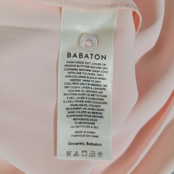 NWT Babaton Aritzia Hamptons Dress Soft Blush Pink Cutout Back Slit Flowy 12 - Picture 11 of 14